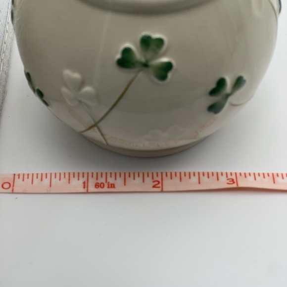 White Vase with Green Clover Design - Picture 2 of 5